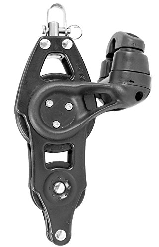 Nautos #92003-Organic line-Fiddle Swivel with CAM and Becket - 57 mm sheave Diameter-Aluminum & Composite for Less Friction and high Resistance. Sailboat Hardware