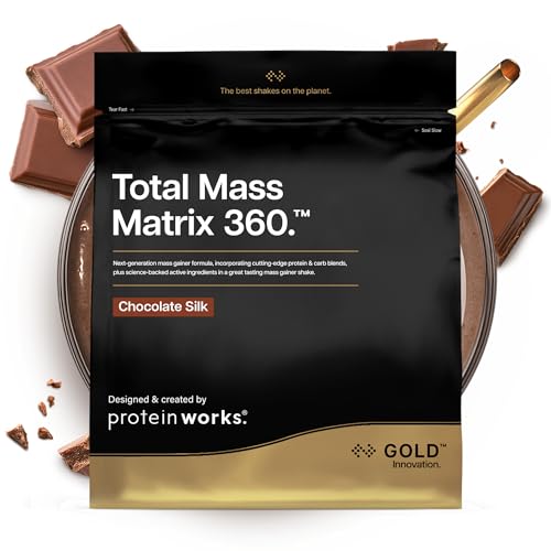 Protein Works | Total Mass Matrix 360 – GOLD Innovation, Tri-Protein-Mix, Mass Gainer, Proteinpulver mit Kreatin-Monohydrat, Glutamin & Vitamin‑Mineral-Mix, Chocolate Silk, 8 Portionen, 2.12kg