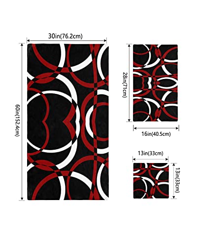3 Piece Bath Towels Set Circle Ring Swirls Lines Modern Red Black Color 1 Hand Towel 1 Washcloth 1 Bath Towel Absorbent Microfiber Towels For Bathroom Hotel Spa Kitchen #TOP3