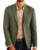 PJ PAUL JONES Olive Green Blazer Mens Blazer Regular Fit Two Buttons Sport Coats Lightweight Jacket Notched Lapel Olive Green Sportcoat M