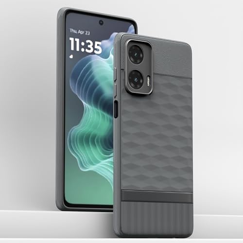 Image of Pikkme Back Cover for Moto G35 5G Camera Protection 3D Hexa Cube Design Silicone Protective Bumper Case (Grey)