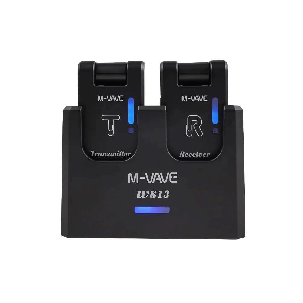 M-VAVE WS13 - Sistema wireless per chitarra a 5,8 GHz, trasmettitore e ricevitore ricaricabili per chitarra elettrica e basso, sistema wireless plug and play con custodia di ricarica, jack da 6,35 mm
