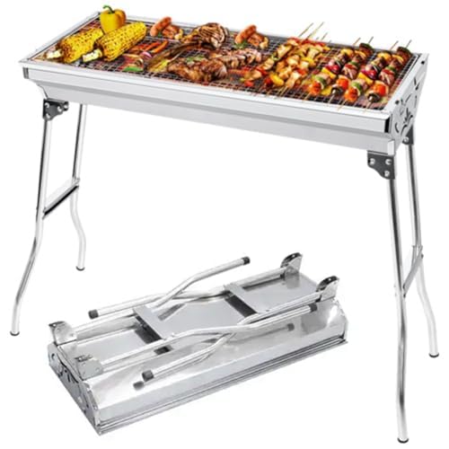 Przenośny grill na węgiel drzewny – składany grill ze stali nierdzewnej na kemping, piknik, do ogrodu i podróży
