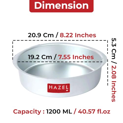 Image of HAZEL Aluminium Round Cake Mould Medium | Non Stick Baking Tin Pan | Microwave OTG Oven Tray | Cake Making Tools Kitchen