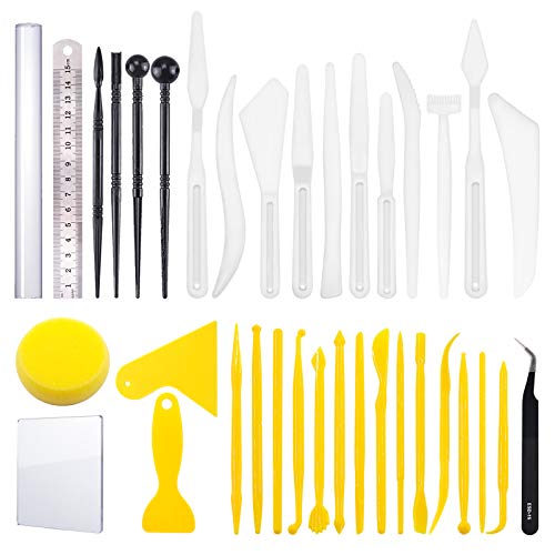 Swpeet Kit de herramientas de modelado de arcilla, herramienta de puntero de bola, herramientas de cerámica, bolígrafos de punta de goma, herramientas de arcilla de plástico, arcilla, cerámica.