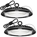 HYPERLITE UFO LED High Bay Light: 150W 19500LM High Bay LED Shop Lights with 6ft Plug - 5000K IP65 LED Warehouse Lights for Workshop Stadium Garage Lighting 2-Pack