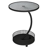 【ROBUSTE ET STABLE】La base du prototype plus large et les tiges durables offrent un support plus stable afin que la table repose fermement sur le sol sans vaciller ni s'incliner. Offrant un espace supplémentaire pour un rangement pratique, vous permettant d'avoir une table spacieuse pour votre ordinateur portable, votre café ou vos collations