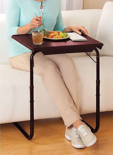 Image of Multipurpose Laptop Study Table Strong Top 6 Heights 3 Angles Portable Adjustable Foldable (Brown, Metal)