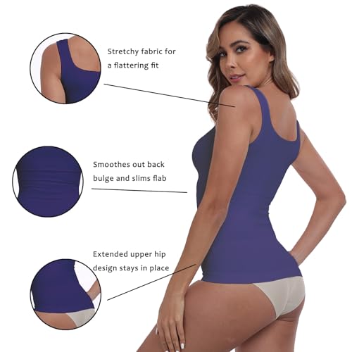 Image of YIOIOIO Womens Shapewear Tank Top Square Neck Tummy Control Compression | No Bust Compression, Anti-Roll Hem, Back Support, Seamless Design, 4-Way Stretch, All-Day Wear Comfort