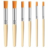 6Pcs Stencil Brushes Set Natural Bristle Paint Brushes Wood Paint Template Brush for Stencil Painting, Acrylic, Oil, Watercolor, DIY Art Crafts, 3 Sizes