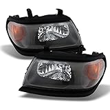 For Mitsubishi Montero Sport OE Replacement Amber Black Bezel Headlights Driver/Passenger Head Lamp Pair