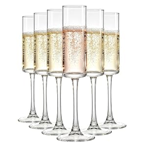 Tefrine 6 Stück Champagnergläser, mundgeblasen, elegante Champagnerflöten, 150 ml, für Geburtstag, Hochzeit, Jahrestag, transparente Champagnerflöten für Feiern und besondere Anlässe