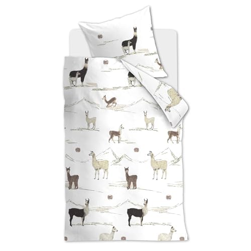 jilda-tex Bettwäsche 100% Baumwolle Design Fiesta Bettwaesche Kinderbettwäsche Lamabettwäsche Lama 135x200 cm + 80x80 cm Bettwaesche (Pink) 5 Beddinghouse Kinder Bettwäsche Lama Mountain, 100% Baumwolle, 135 x 200 cm, Natur, Größe:135x200 cm + 80x80 cm