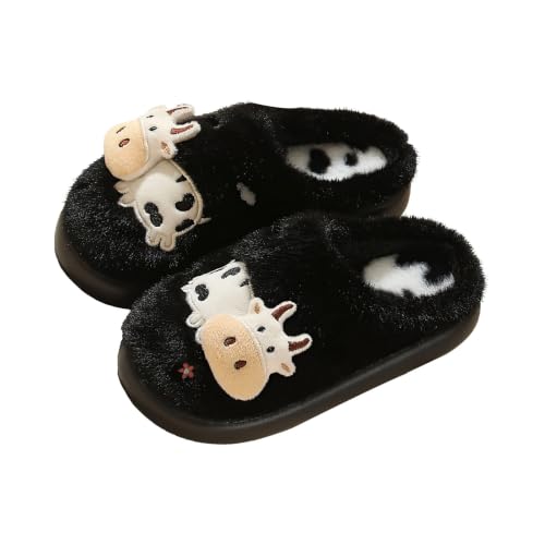 Halloween Slippers Fuzzy Cow Slippers Animal Slippers Spooky Season Shoes - image 1