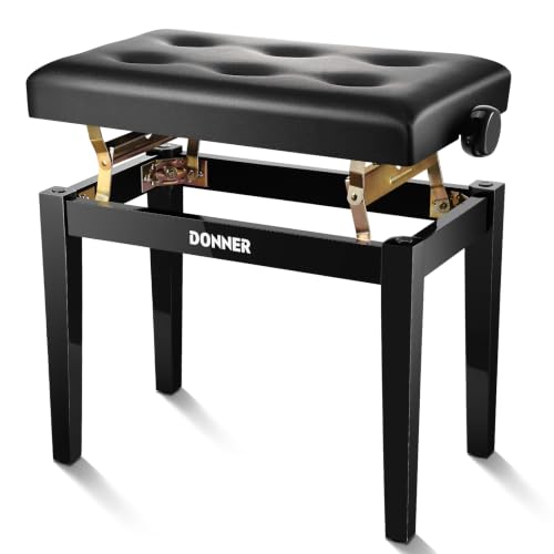 Donner Piano Bench Height Adjustable, Solid Wood Keyboard Bench Piano Chair Seat with High-Density...