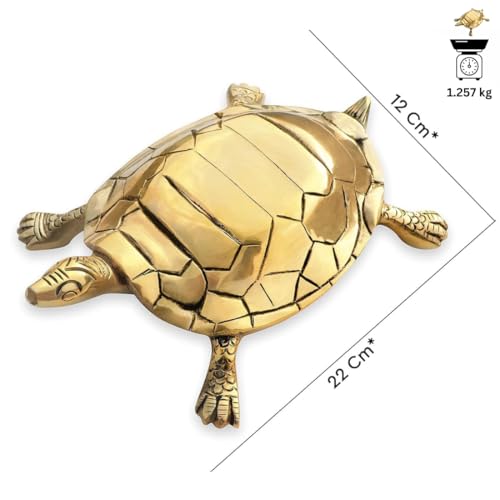 Image of Pure Brass Big Tortoise | Vastu Remedy for Longevity, Luck & Protection | Handcrafted Heavy Brass Turtle Idol for Centre, North & North-West Zones | Premium Home & Office Dcor