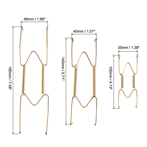 Image of uxcell 12 Pieces Plate Hanger, 4 6 8 Inch Stainless Steel Invisible Wall Plate Hangers with 12Pcs Wall Hooks and 50Pcs Protectors for Decorative Plates, Gold