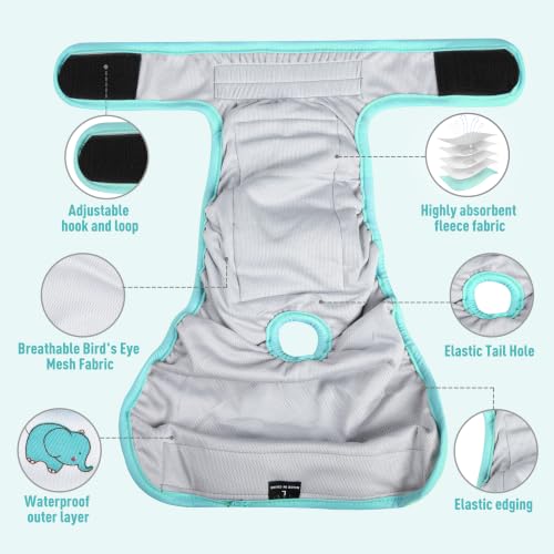 Image of Washable Reusable Female Dog Diapers(5 Pack) Small Medium Large Doggie Puppy & Doggy Dog Diaper, Period Panties in Heat Animals Small