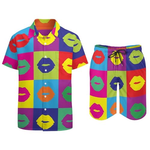 Chemise Hawaïenne Hommes Ensemble 2 Pièces Short de Plage d'Été - 3