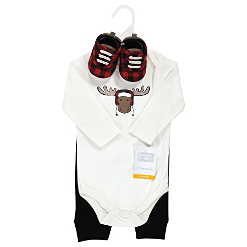 Image of Hudson Baby Unisex Baby Cotton Bodysuit, Pant and Shoe Set