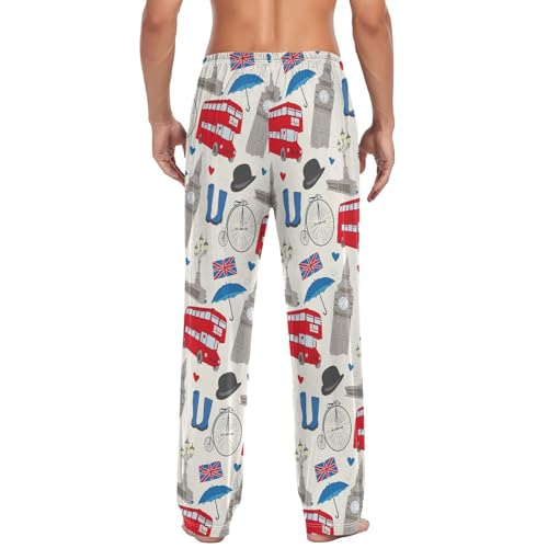 ALAZA Merry Christmas Tree Red Men's Straight-Fit Pajama Pants Sleep Lounge Pants Bottoms with Pockets2