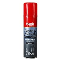 1 x Punch® BLACK Suede & Nubuck Renovator Spray 200ml - Restores Colour & Protect Suede & Nubuck Shoes - Black 200ml