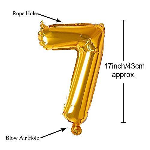 Image of AMFIN 17 inch 7 Number Foil Balloon, Birthday Decoration Items [Helium Supported] - Gold