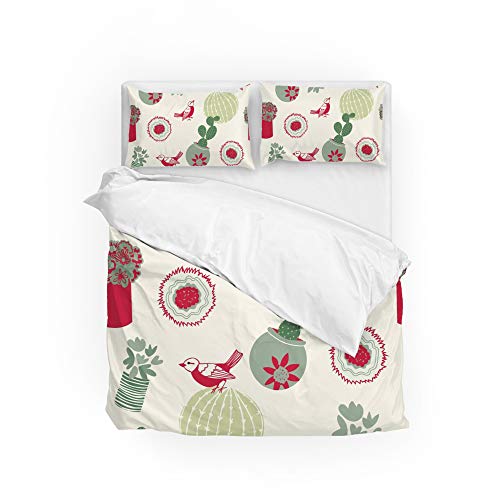 Housse de couette douce lavable en machine parure lit cactus de Noël - 2