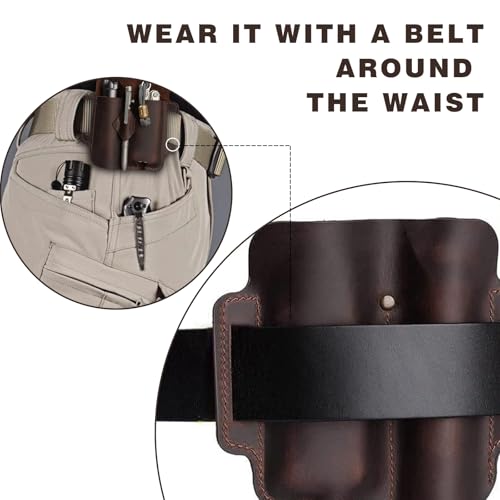 WUYUNTAI Bolsa de ferramentas de couro, coldre de faca para homens, organizador de bolso de couro ED