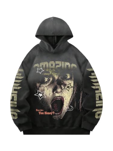 Amazon.com: SOLY HUX Men's Y2k Gothic Hoodie Retro Grunge Graphic