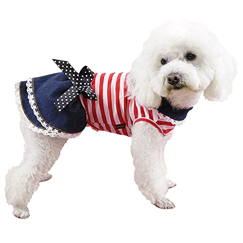Louseshuer Dog Dress,July 4Th Usa Flag Pet Costumes,Summer Dog Clothes,Dog Stripes Skirt For Small Dog And Cat,Independence Day Or Memorial Day (X-Small) #TOP24