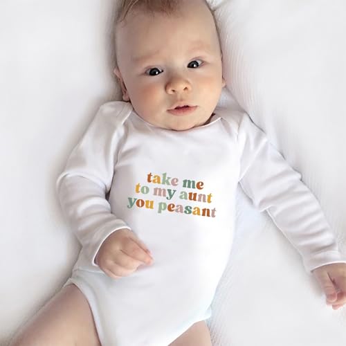 Take Me To My Aunt You Peasant Newborn Clothes for Baby Boy Long Sleeve Summer Baby Jumper White 6-9 Month Romper4