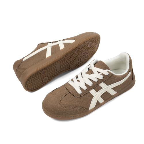 Image of Tigeridea Casual Sneakers for Women Lightweight Lace Up Tennis Shoes | Non-slip Lace Up Fashion Sneaker, Round Toe Retro Walking Shoes, 2026 Trendy Comfortable Trainers