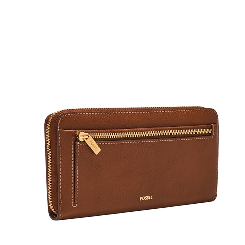 Image of Fossil Women's Logan Leather RFID-Blocking Zip Around Clutch Wallet with Wristlet Strap for Women