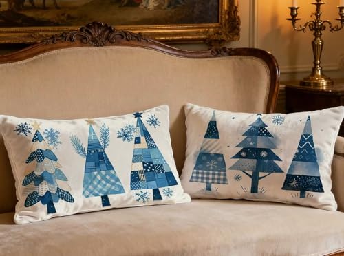 Housse de coussin Noël 40x70cm en velours beige pour décorer votre canapé - 3
