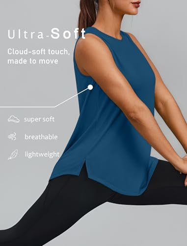 Image of PINSPARK Workout Tank Tops for Women UPF 50+ Side Slits Athletic Gym Shirt