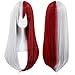 JoneTing Half Silver Wig Cosplay Costume Synthetic Wig Ombre Red Wig for Women Long Natural Wavy Wigs for Halloween