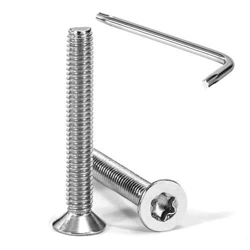 Tunejoy Tornillos de Cabeza Avellanada Torx M4 x 30 mm Tornillo Avellanado Mecánico de Acero Inoxidable A2 V2A con T20 llave Rosca Completa 20 Piezas