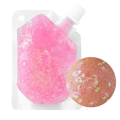 Meicoly Pink Body Glitter Gel,Music Festival Face Glitter For Women,Mermaid Sequins Liquid Holographic Chunky Glitter For Concerts,Face,Body,Hair,Nails,Lip Sparkling Body Glitter,Pink #TOP9