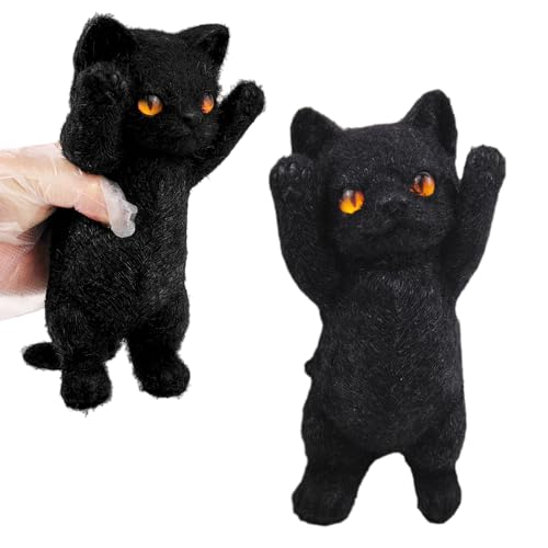 Image of Big Hand Painted Cat Squishy Toys,Large Cute Ultra Soft Kitty Squeeze Fidget Toys for Stress Relief ,Kawaii Squishies Sticky Animal Toys for Adults Kids,Decompression Sensory Balls Toys for Autism