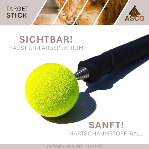 ASCO Target Stick - Target Stab für Hunde Katzen Targettraining - Targetstick ausziehbar mit Softball - Edelstahl Targetstab mit Teleskopfunktion, schwarz