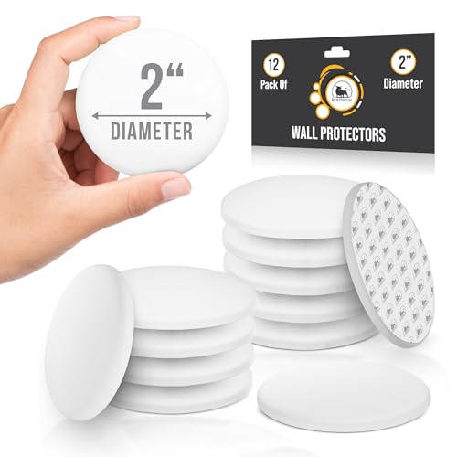 Image of ProStoppr Door Stoppers - Medium 2 inch (12 Pack) - Strong Adhesive Backing | Quiet & Shock Absorbing Silicone Door Stoppers for Walls - Door Knob Wall Protector - Door Stop Bumper - Prevent Wall Damage