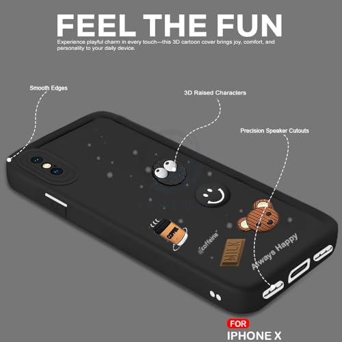 Image of AESTMO Back Case Cover for iPhone X /XS Back Cover | Cute Fun Cartoon 3D Ball | Coffee Silicone Case | Full Body Protection | Camera Protection Back Cover for iPhone X /XS (Black)