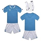 KELME Kids Team Soccer Jersey and Shorts, Boys Shirts Soccer Uniform Kit, Girls Indoor Turf Sport Outfit Blue,Kid Size 10