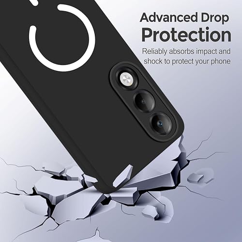 Image of SBMS Silicone Back Cover Case for Oppo K13x 5G | Soft Micro-Fibre Lining Inside | Magsafe Print On Back Side Camera Protection Bump | Shockproof Case for Oppo K13x 5G (Magsafe Print Big Black)