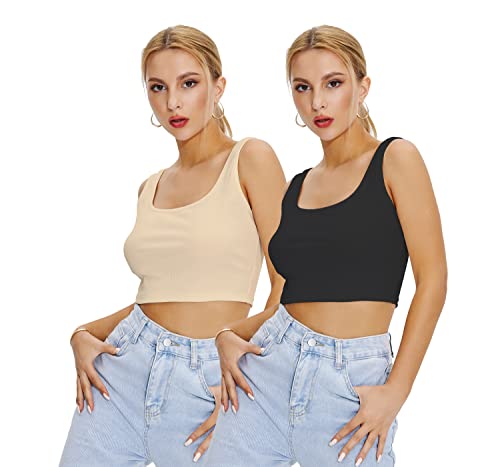 Image of Shasmi Women Crop Top, Ribbed, Stylish Tank Top, Soft and Comfy Fabric has Some Stretch