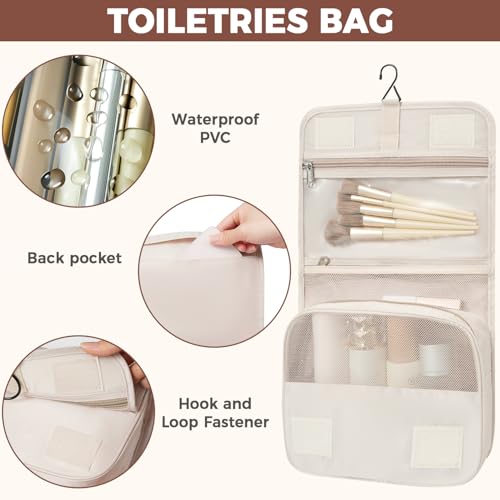Image of BAGAIL 4 Set /6 Set /8 Set Compression Packing Cubes Travel Accessories Expandable Packing Organizers (Half Mesh, 8-Beige)