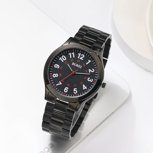 Image of BUREI Men's Wrist Watch, Analog Stainless Steel Dress Waterproof Quartz Watch for Men with Japanese Movement,Refined Gifts for Men, Boyfriend, Husband, Dad
