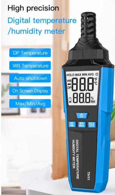 T11 - Medidor digital de temperatura y humedad multifuncional LCD para cultivo de frutas y trigo para laboratorio