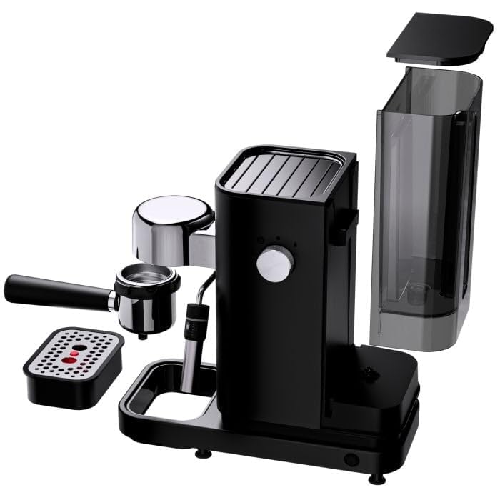 WMF Lumero - Máquina de café espresso (1350 W, portafiltros, 3 insertos, para 1 – 2 tazas de espresso, también para cápsulas, 15 bar, superficie para tazas, boquilla para espumar leche, color negro